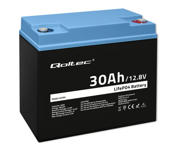 Qoltec Akumulator LiFePO4 12.8V/30Ah/384Wh - 1324559 - zdjęcie